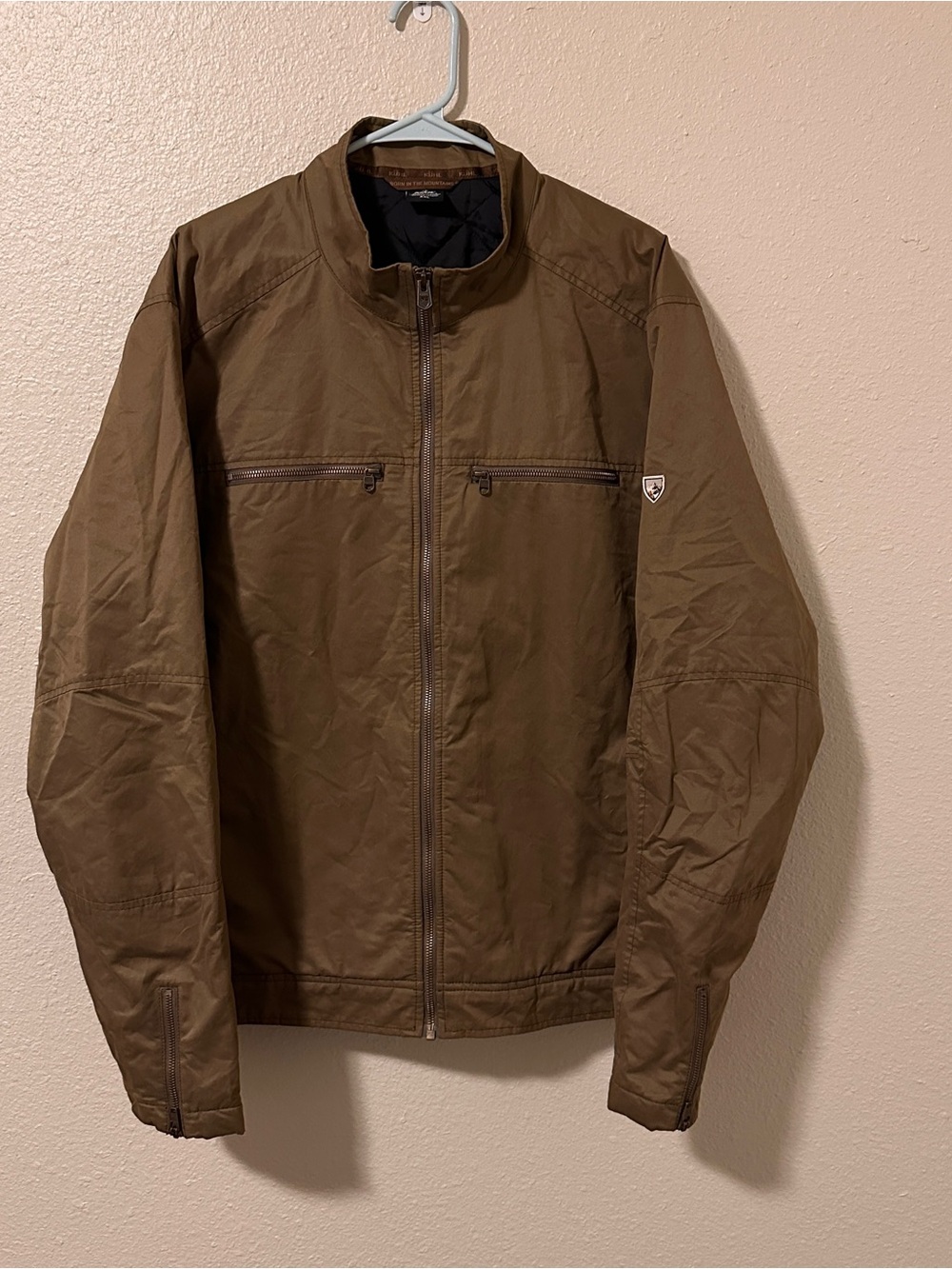 KUHL Kaffee Brown Waxed Bomber Jacket Kaffee Racer Men's size XXL